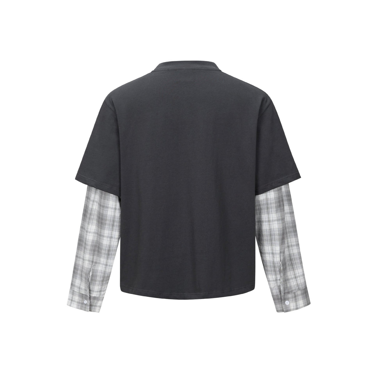 Character Print Faux Two-Piece Plaid Spliced Long Sleeve T-Shirt for Men | MuddyStock Originals