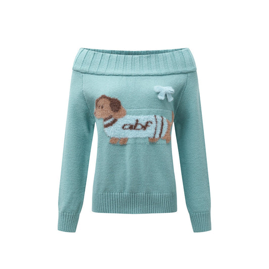 Off-Shoulder Sweater Women's Casual Spring Autumn Knitwear