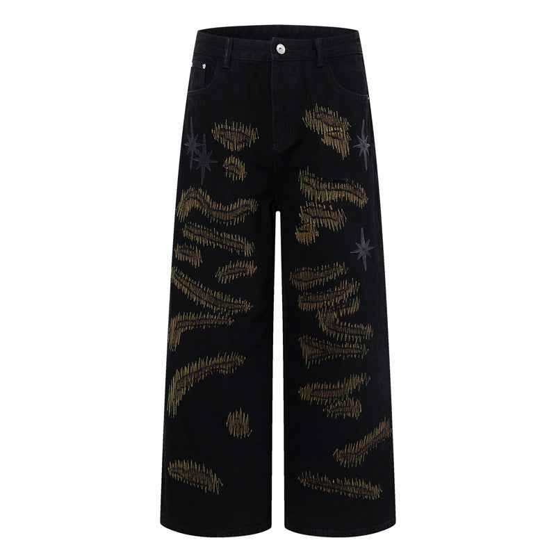 Straight Leg Wide Leg Jeans For Men | MuddyStock Originals Black
