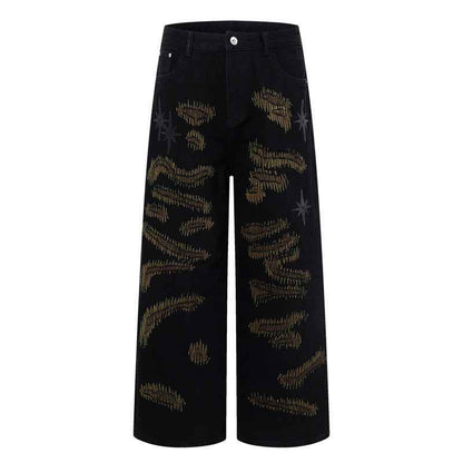 Straight Leg Wide Leg Jeans For Men | MuddyStock Originals Black