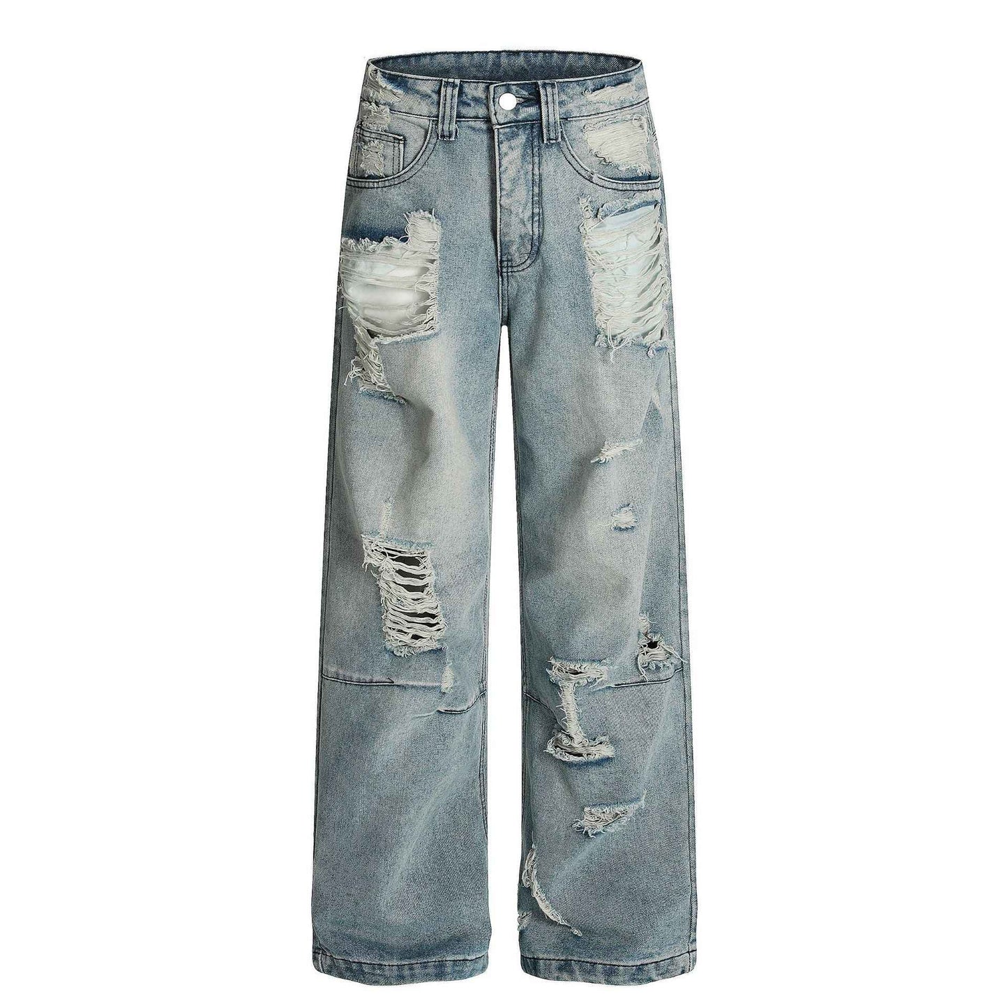 Distressed Wide Leg Jeans For Men | MuddyStock Originals Blue