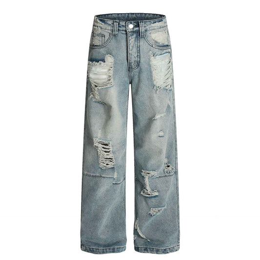 Distressed Wide Leg Jeans For Men | MuddyStock Originals Blue