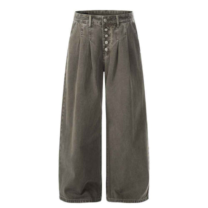 Loose wide leg washed distressed jeans for men | MuddyStock Originals