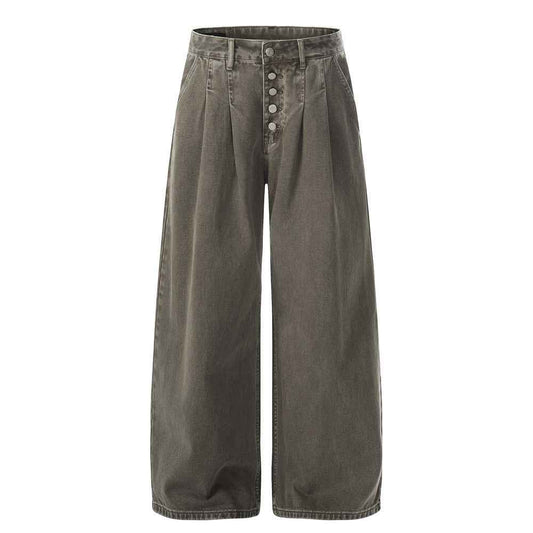 Loose wide leg washed distressed jeans for men | MuddyStock Originals