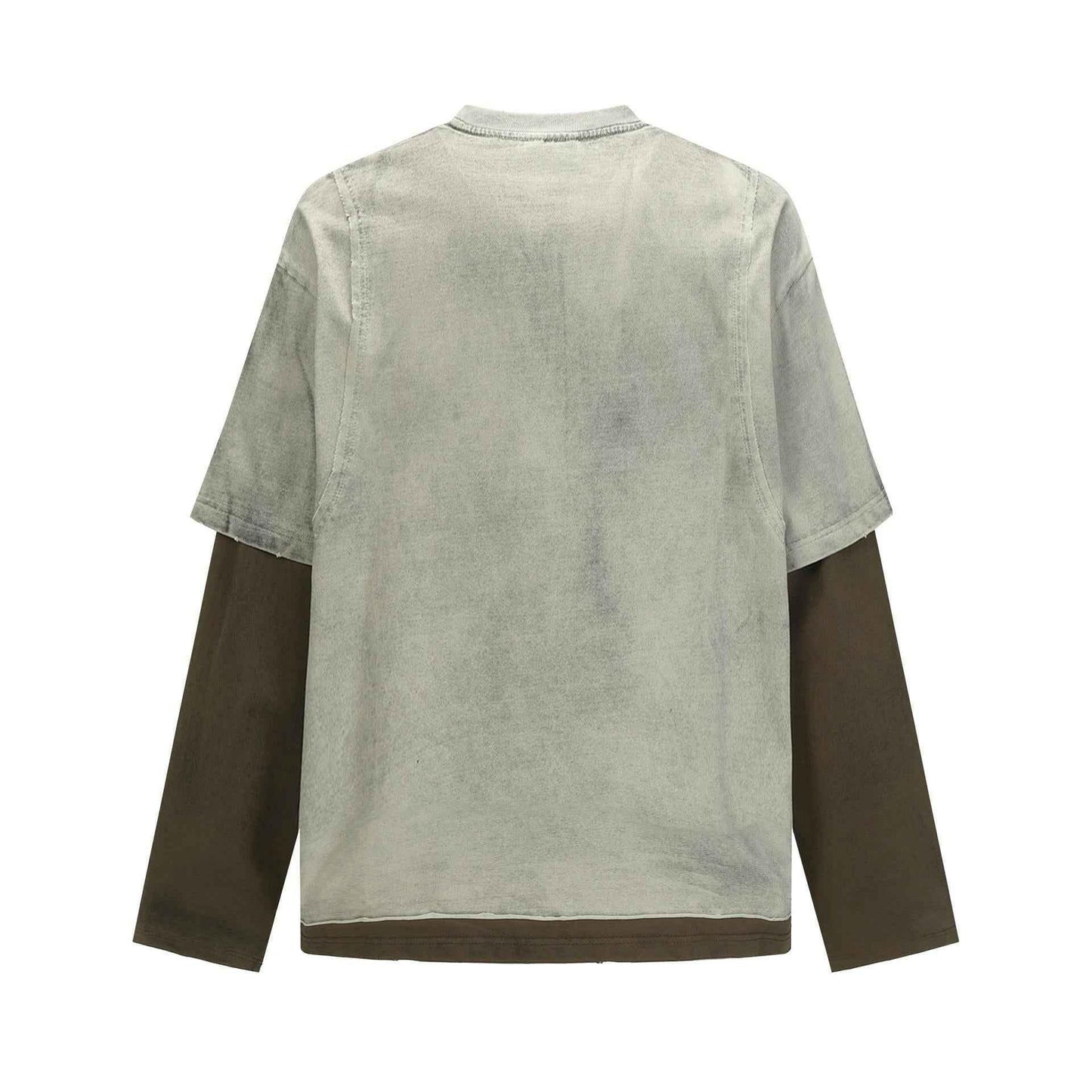 Alphabet color blocked fake two piece retro versatile base t-shirt | MuddyStock Originals MuddyStock