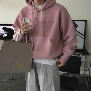 Casual Letter Hoodie for Men | MuddyStock Originals Pink