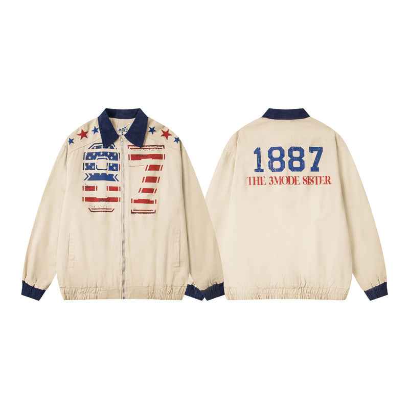 Vintage Flag Letter Printed Jacket For Men And Women | MuddyStock Originals MuddyStock
