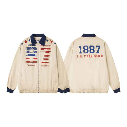 Vintage Flag Letter Printed Jacket For Men And Women | MuddyStock Originals MuddyStock