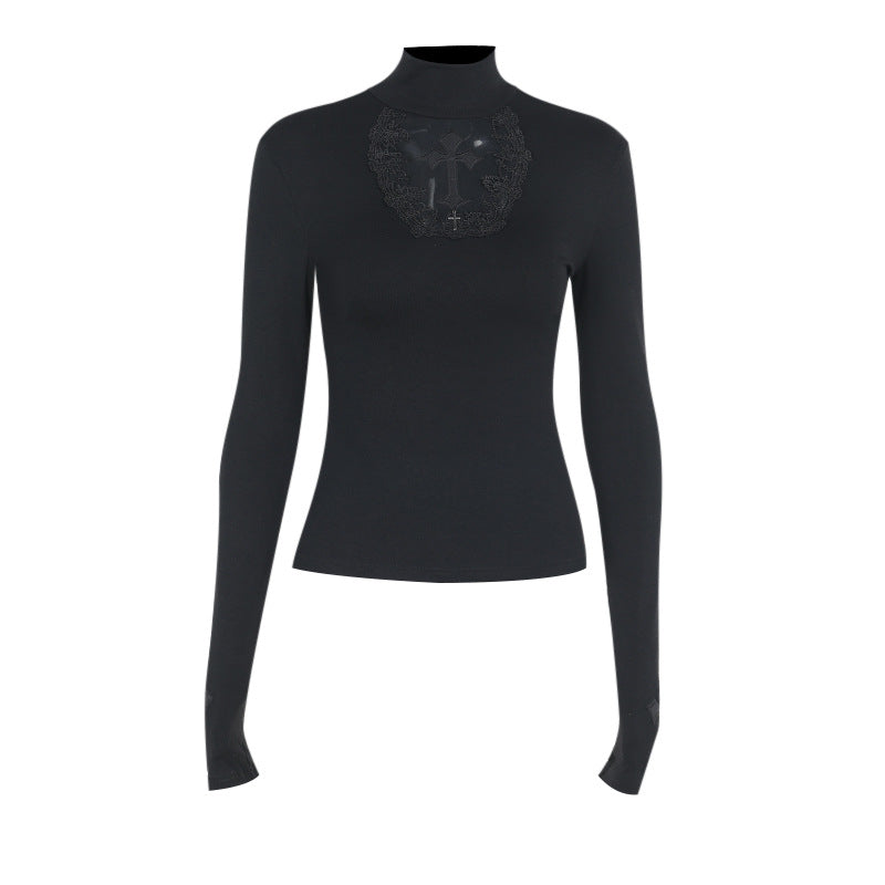 Fitted Hollow-Out Cross Long Sleeve Top For Women | MuddyStock Originals MuddyStock
