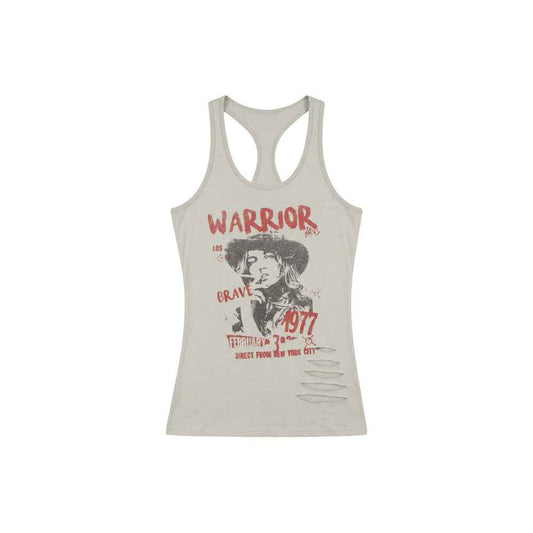 Printed Ripped Sleeveless Tank Top for Women Fitted Summer Crop Top Outerwear