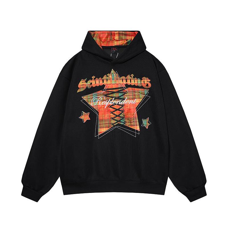 Star Print Design Hoodie for Women | MuddyStock Originals Black