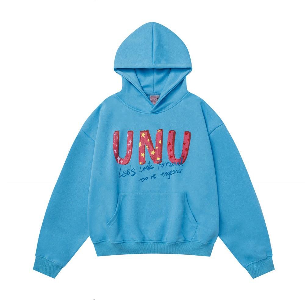 Hand drawn graffiti letter hoodie for men and women | MuddyStock Originals Blue