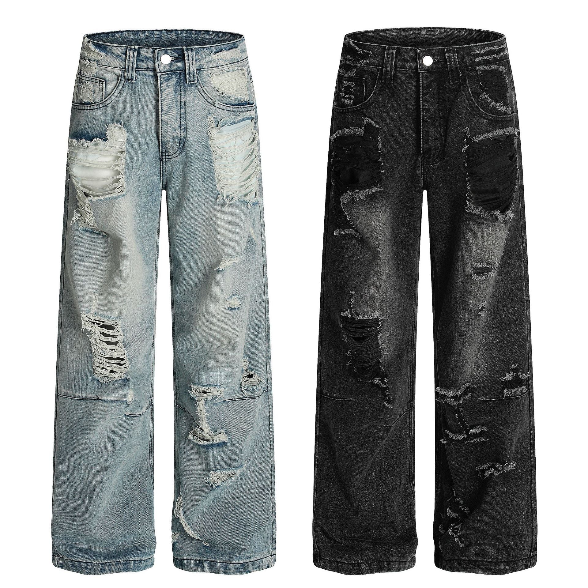 Distressed Wide Leg Jeans For Men | MuddyStock Originals
