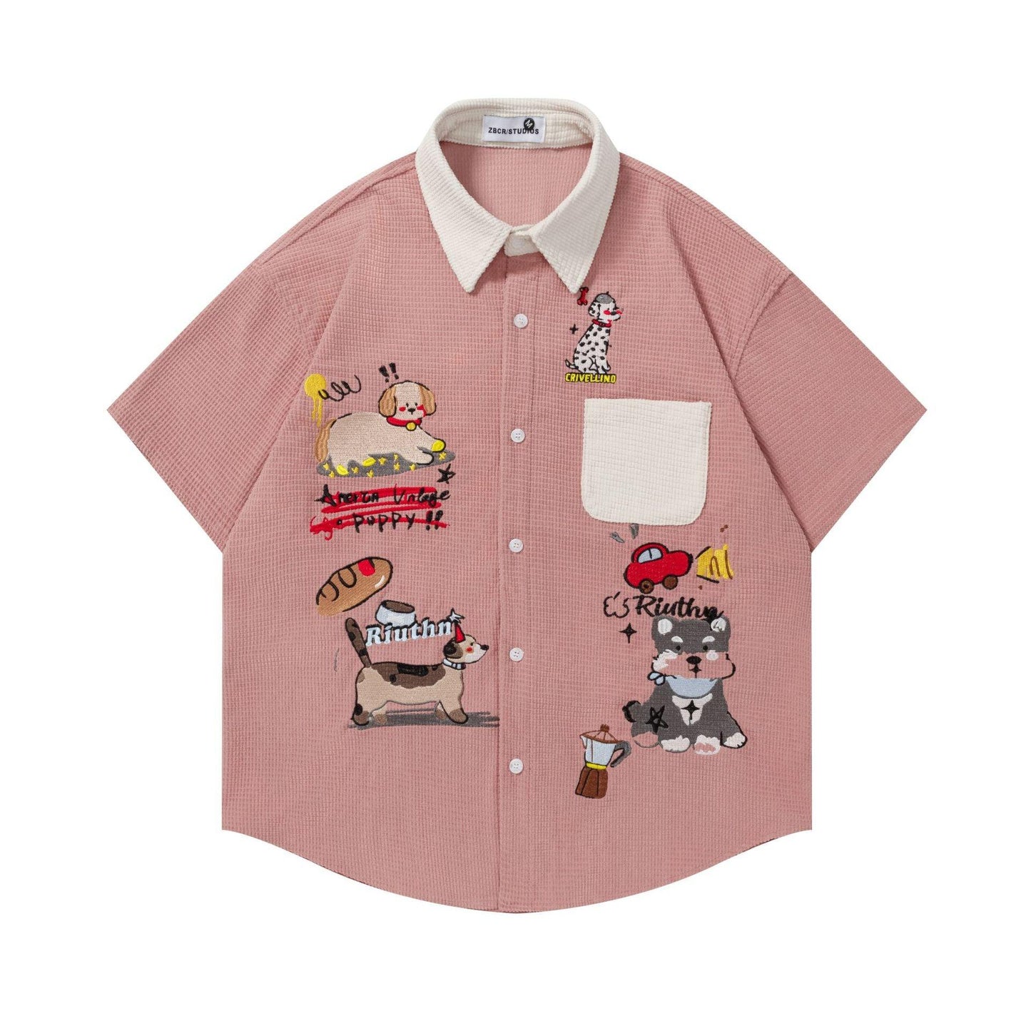 Vintage Puppy Waffle Shirt For Men | MuddyStock Originals Pink