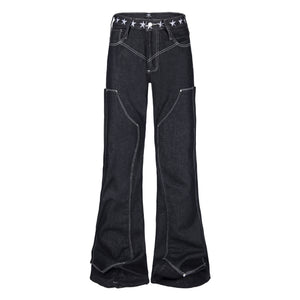 Loose straight leg low waisted jeans for women | MuddyStock Originals Black