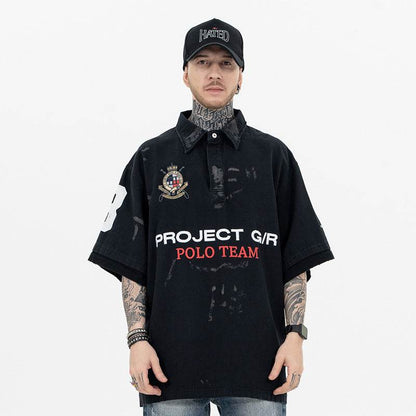 Men's Polo T-shirt with Letter Embroidery | MuddyStock Originals MuddyStock
