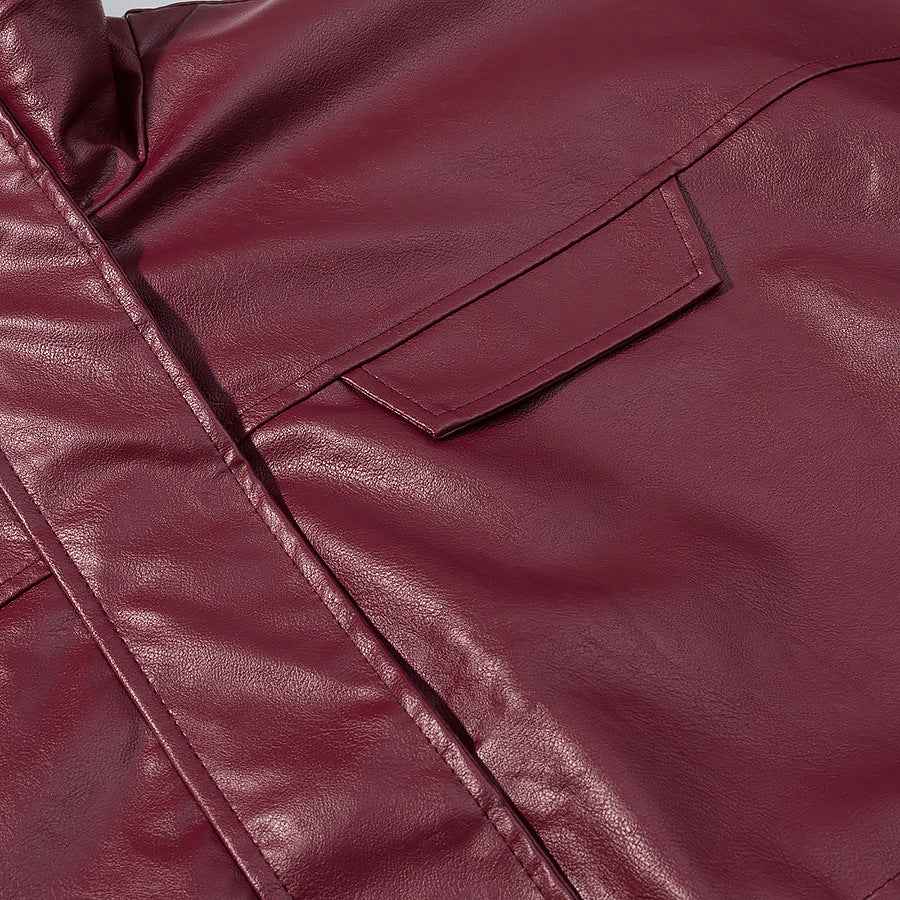 Long sleeved zipper PU short leather jacket for women | MuddyStock Originals MuddyStock