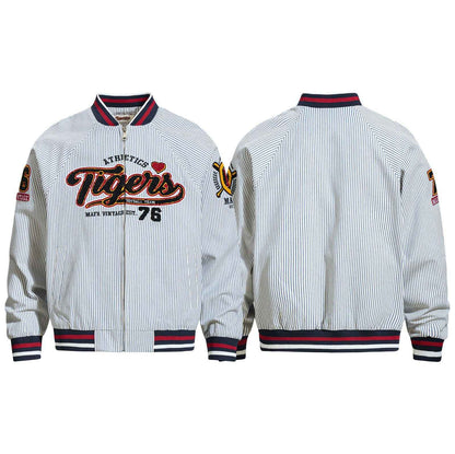 Letter Embroidery Stripe Baseball Jacket For Men | MuddyStock Originals MuddyStock