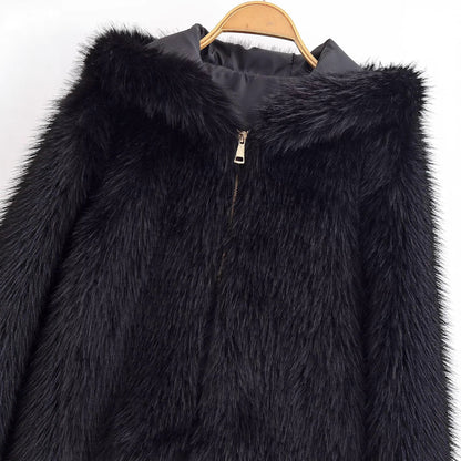 Faux fur hooded jacket for women | MuddyStock Originals