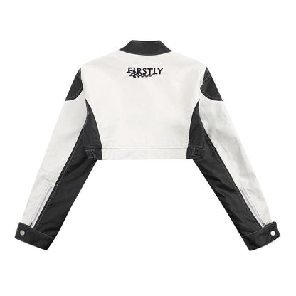 Casual Stitched PU Leather Jacket for Women | MuddyStock Originals