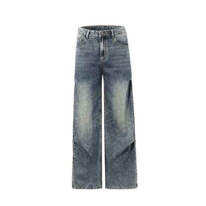 Men's Retro Straight Jeans With Deconstructive Design MuddyStock