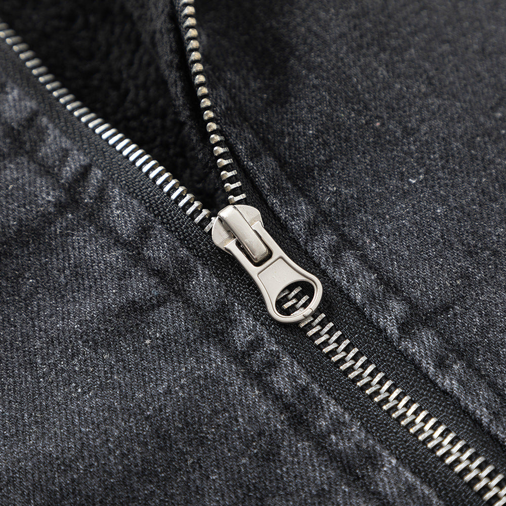 Washing Gradient Frayed Hem Denim Jacket For Women MuddyStock null