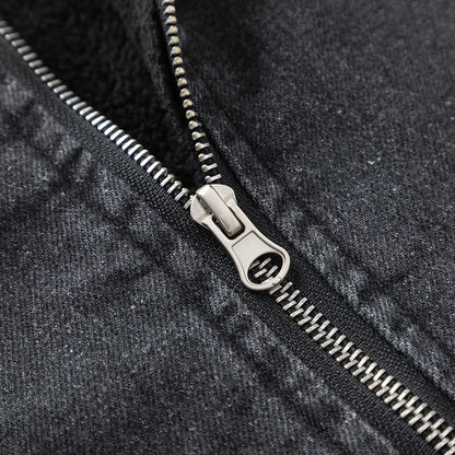 Washing Gradient Frayed Hem Denim Jacket For Women MuddyStock null
