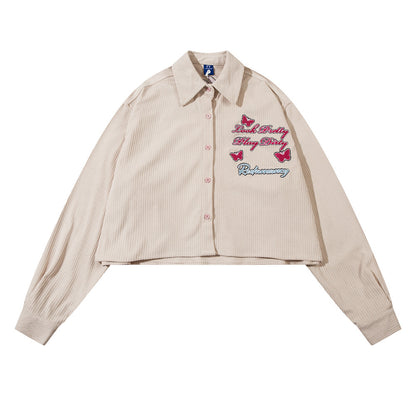 Letter Butterfly Loose Cool Shirt For Women FY5863 Apricot