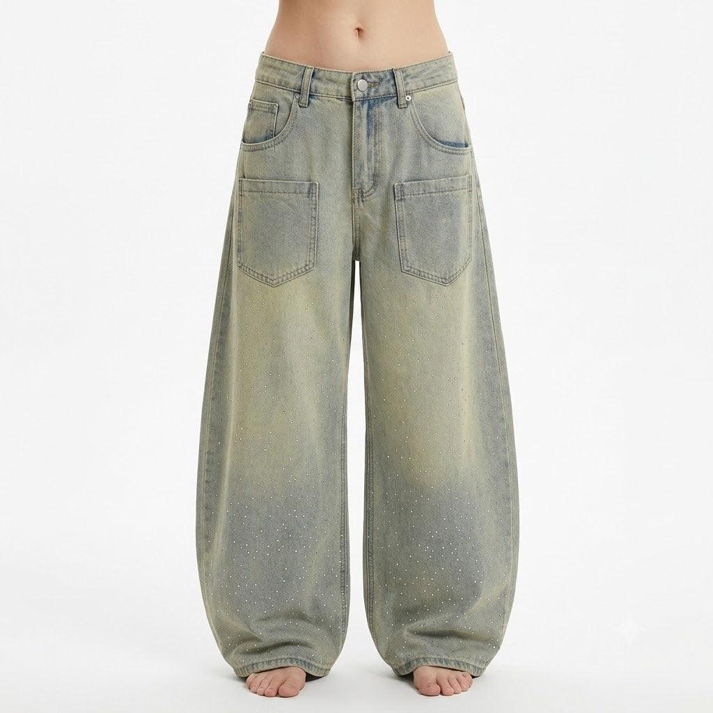 Starry Sky Hot Diamond Bending Knife Jeans For Women | MuddyStock Originals