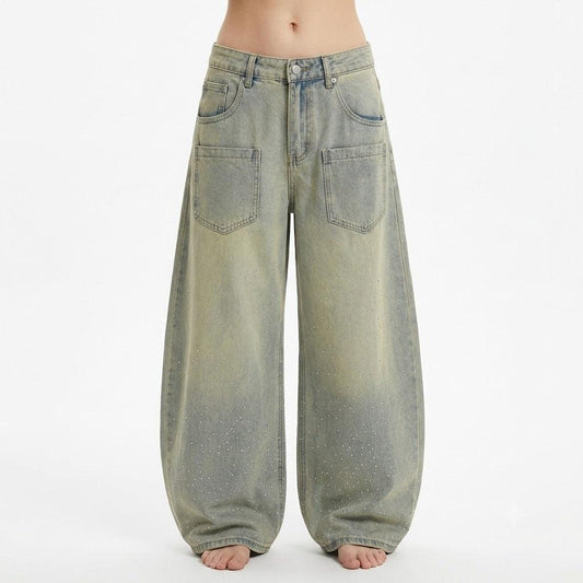 Starry Sky Hot Diamond Bending Knife Jeans For Women | MuddyStock Originals