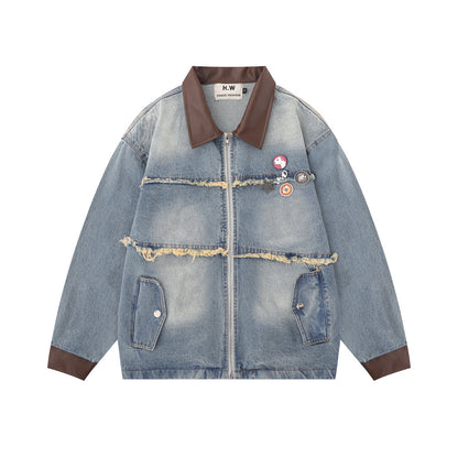 Loose Washed And Worn Jacket For Men MuddyStock null
