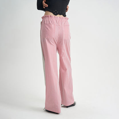 Patchwork Pink Plaid Women's Jeans