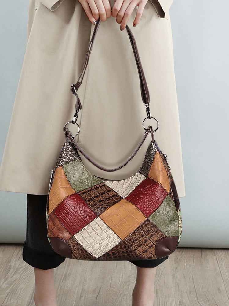 Women's Large Capacity Stitching Shoulder Tote Bag