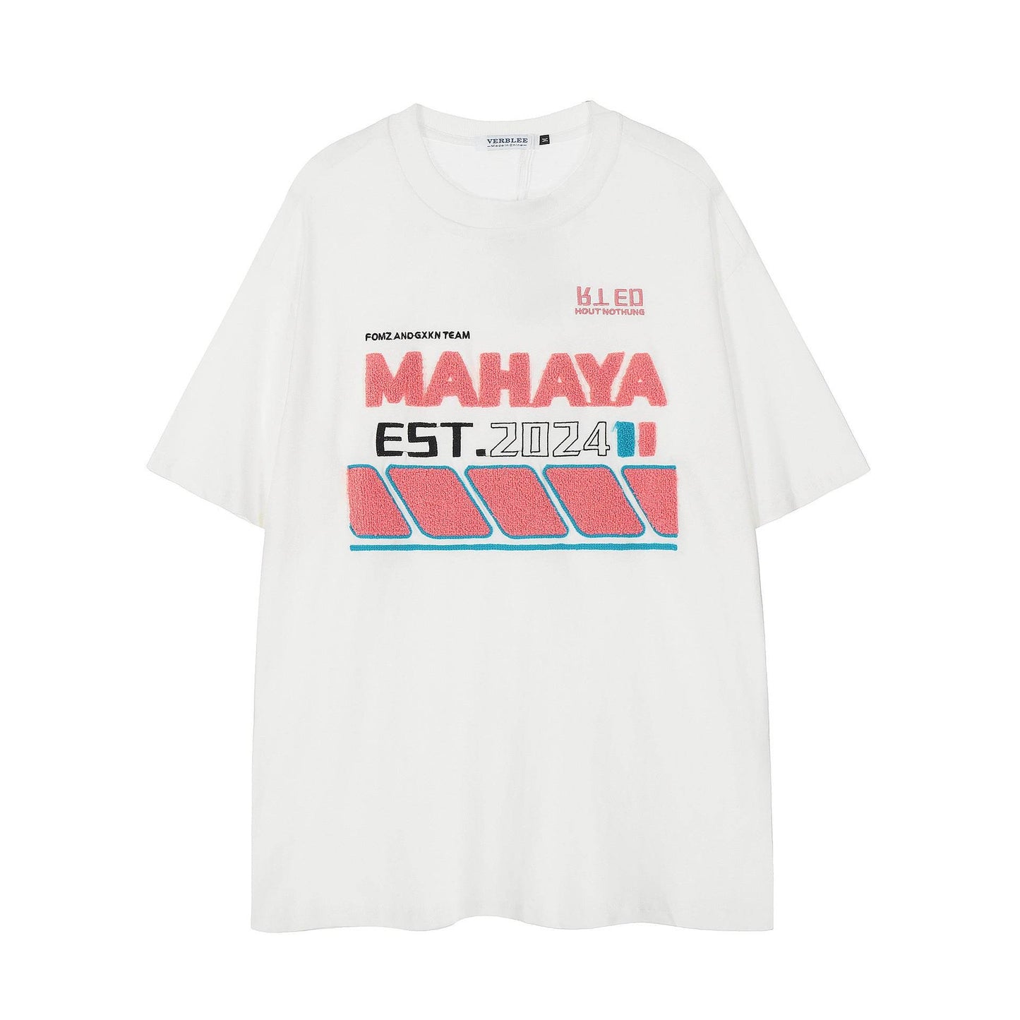 Embroidered Letter Loose T-shirt For Men And Women White MuddyStock