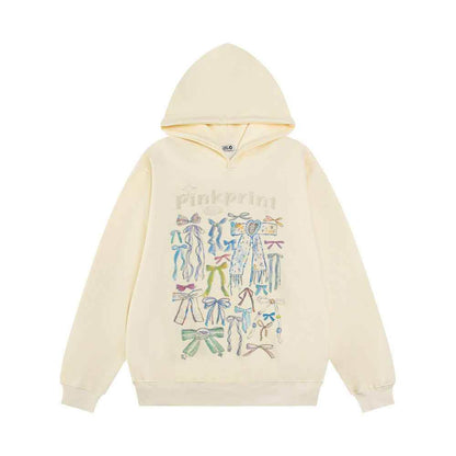 Bow Graffiti Printed Hoodie For Women MuddyStock