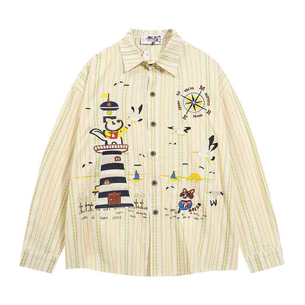 Loose Printed Shirt For Women Apricot null