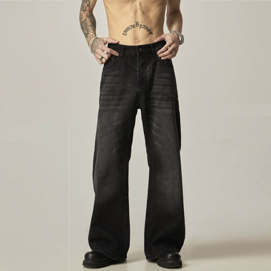 American Retro Black Loose Straight Jeans MuddyStock