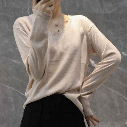 Plus Size Students Slimming Solid Color Top Beige MuddyStock