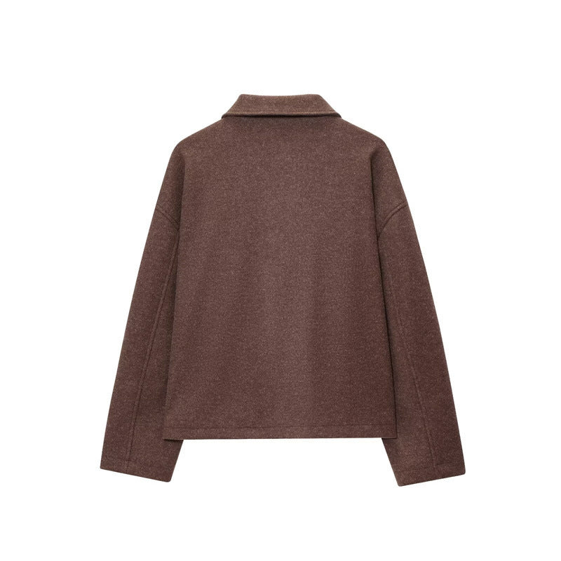 European And American Women's Polo Collar Jacket All Products
