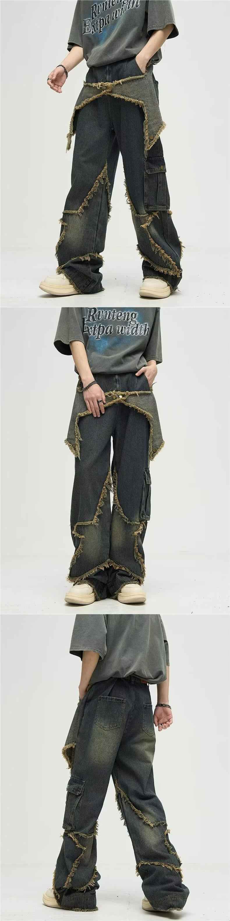 Retro Straight Loose Wide-leg Workwear Jeans For Men And Women MuddyStock