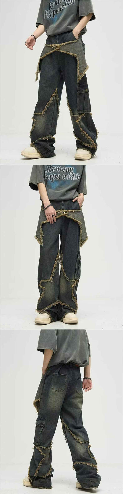 Retro Straight Loose Wide-leg Workwear Jeans For Men And Women MuddyStock