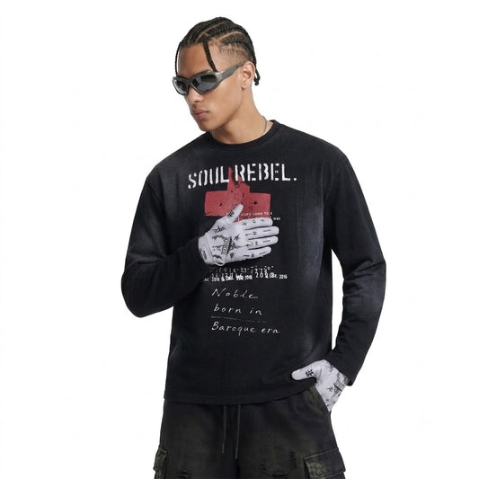 Cross printed long sleeved T-shirt for men | MuddyStock Originals