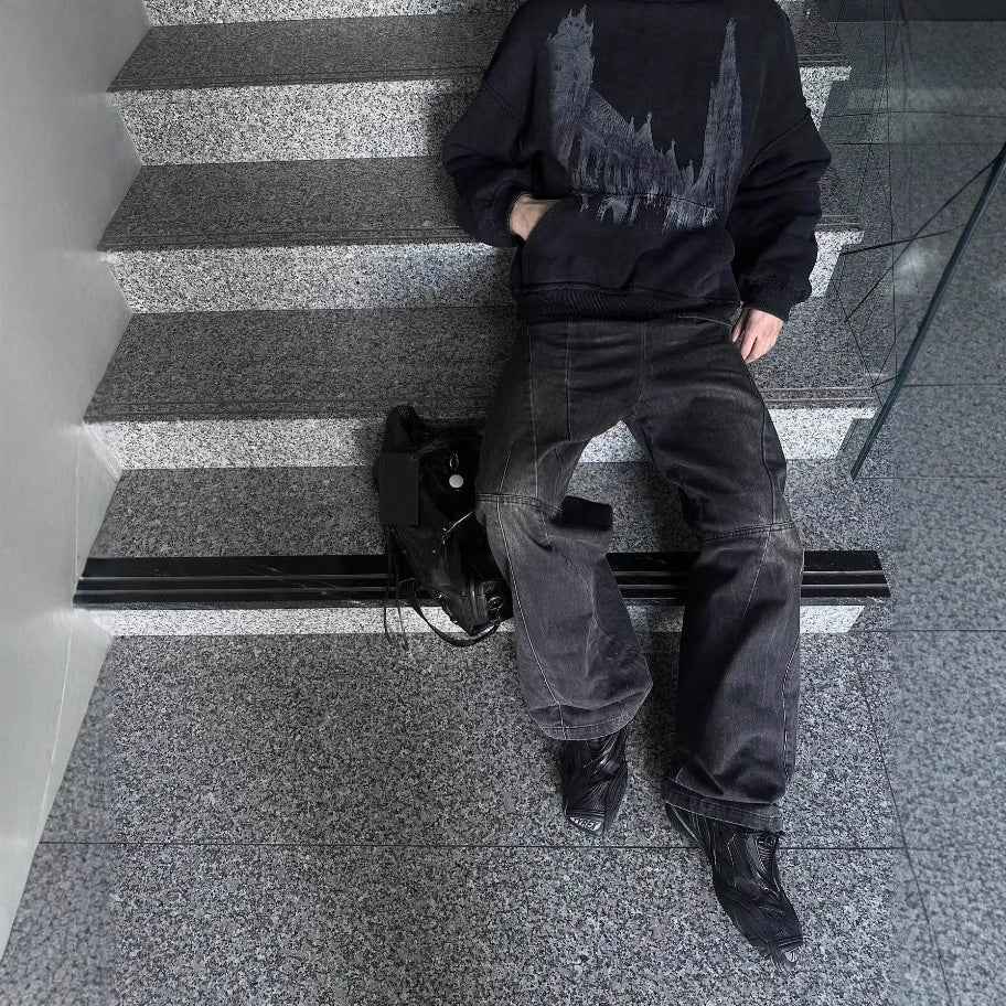 Loose-fit Dark-style Retro Printed Hoodie For Men MuddyStock