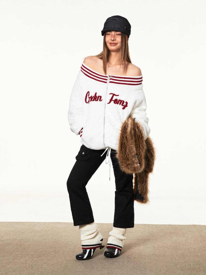 Loose Retro Off-shoulder Jacket For Women