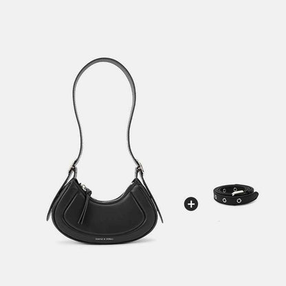 Niche One Shoulder Crossbody Crescent Bag For Women Black