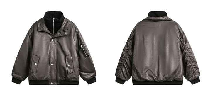 American-style Fake Two-piece Suede Bomber Jacket For Women MuddyStock