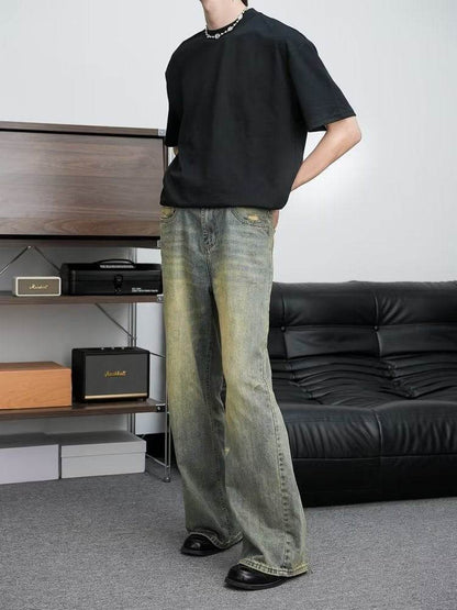 Loose All-match American Retro Distressed Wide-leg Jeans For Men MuddyStock