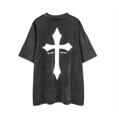 Summer Dark Style Cross Printed Short-sleeved T-shirt MuddyStock