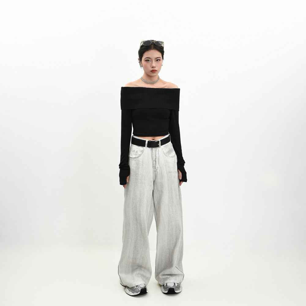 Retro Washed Distressed Draping Jeans For Men And Women MuddyStock