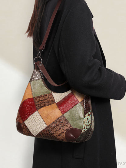 Women's Large Capacity Stitching Shoulder Tote Bag